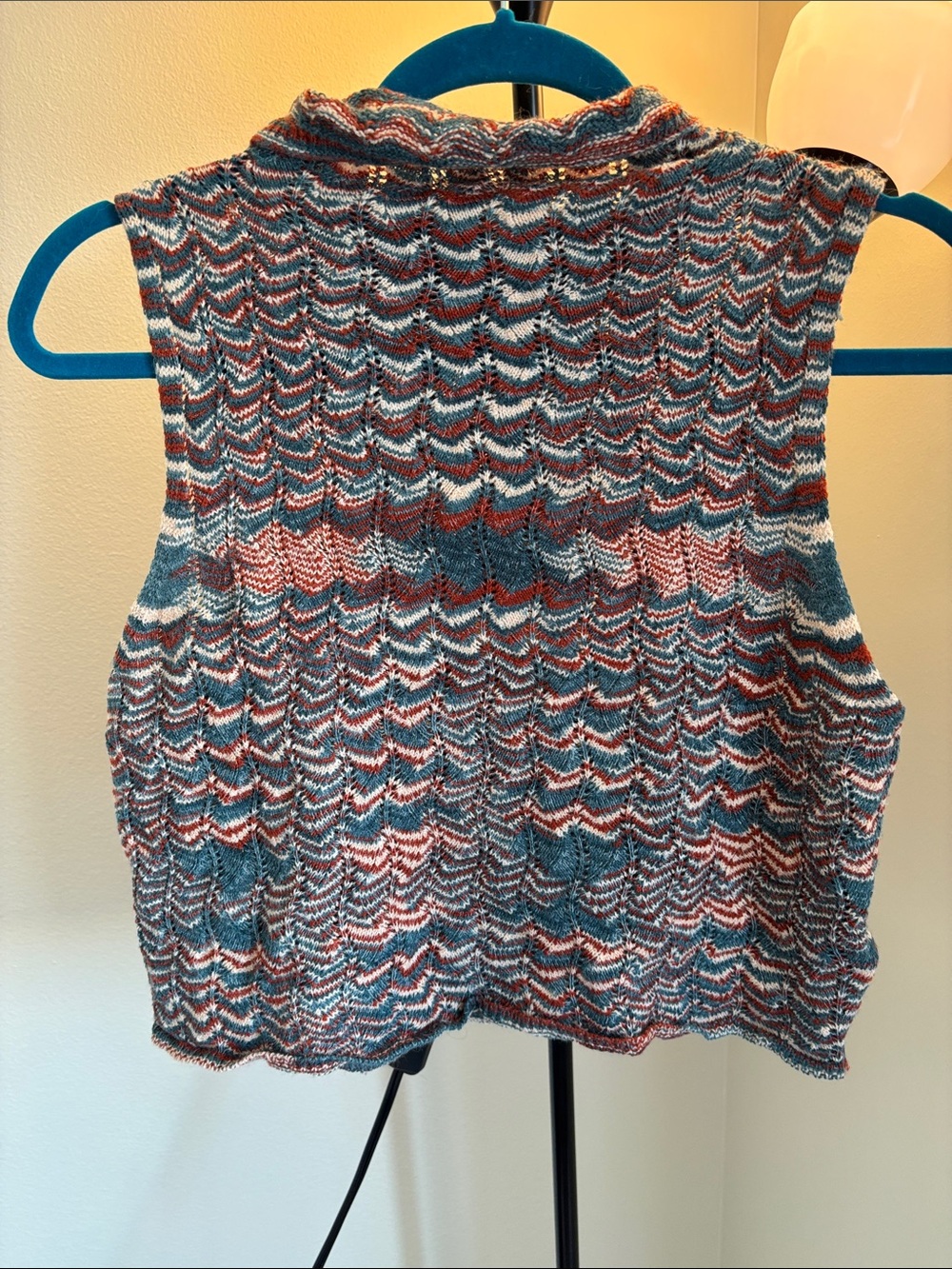 Cider Multicolor Knit Sleeveless Top - Blue, Rust, Cream